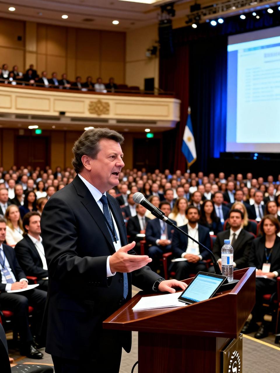 Dr. Gabriel Masenga disertando en un auditorio médico